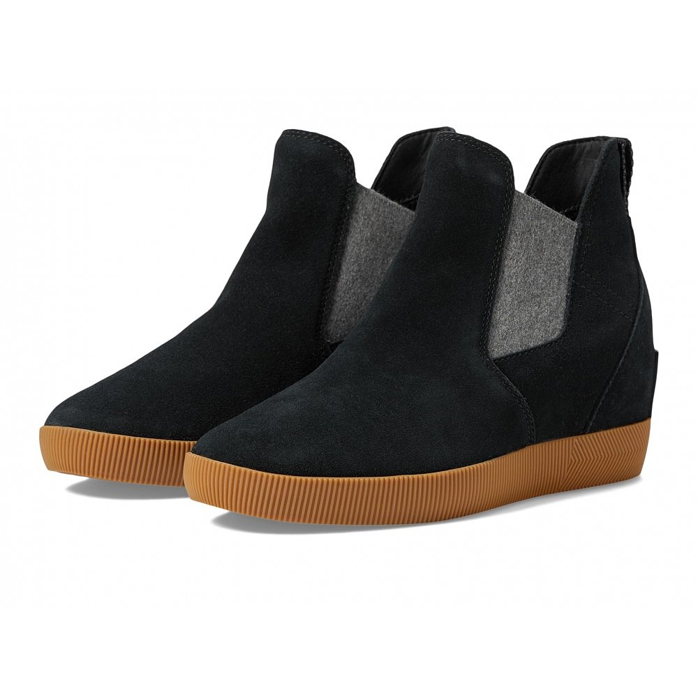 SOREL Out N About™ 一脚蹬坡跟鞋 黑色/橡胶色 16