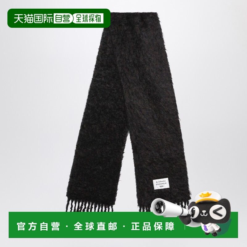 香港直邮Acne Studios 艾克妮 男士 黑色羊毛带Logo围巾 CA0392WO,服饰配件/皮带/帽子/围巾,围巾/丝巾/披肩,淘宝优惠券,粉丝福利购,淘宝优惠卷