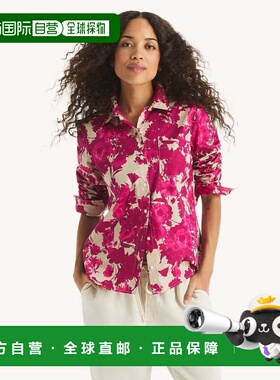 自营Nautica Womens Printed Button-Up Shirt - cabana pink 美