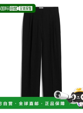 1h可退 香港直邮潮奢 toteme 女士 黑色 Double-Pleat Fluid 长裤