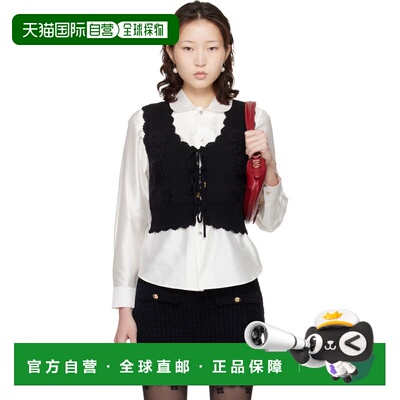 香港直邮GANNI 甘尼 女士 黑色 Cotton Cashmere Crochet Appliqu