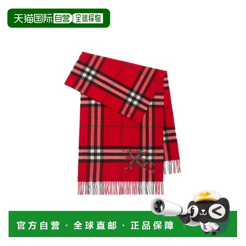 香港直邮BURBERRY 女士围巾 81192841 AW2025 红色 宽版十字绣格