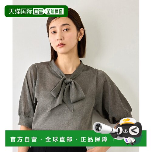 1h可退 日本直邮ROPE' 女装 透亮拉梅蝴蝶结五分袖针织上衣 2026B