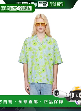 1h可退 香港直邮Marni 玛尼 男士 蓝色 & 绿色 Parade 衬衫 CUMU0