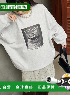 1h可退 日本直邮PUBLUX 女士 秋冬宽松猫咪印花里起毛卫衣 322222