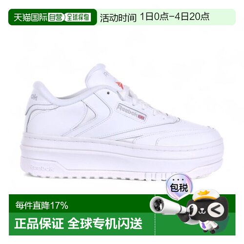 香港直邮锐步（Reebok）女款Club C Extra 白色/纯净灰色厚底运动
