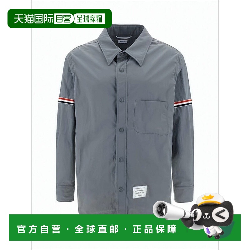 自营thom browneLong-Sleeve Shirt With Striped Detail And Cla