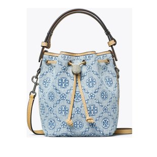 Monogram Denim TORY Bucket Women Mini Bag BURCH
