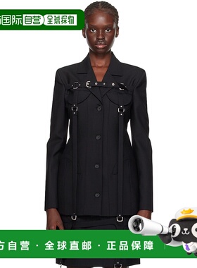 1h可退 香港直邮潮奢 off-white 女士 黑色针扣西装外套 OWEF117F