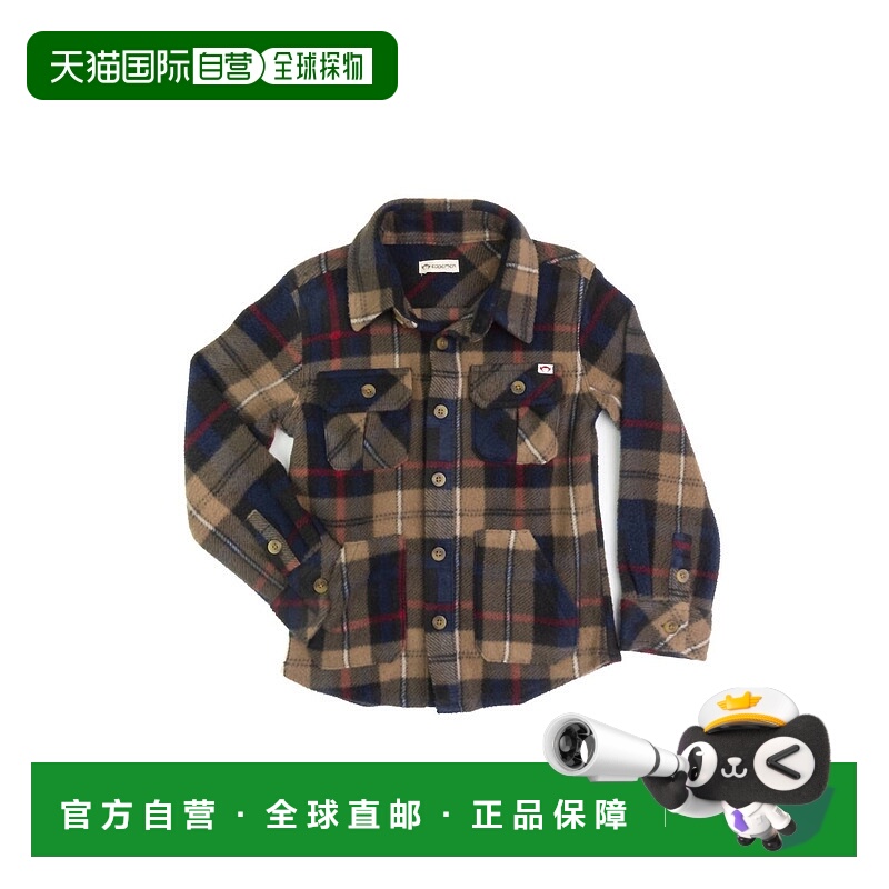自营appamanBoys' Snow Fleece Shirt In Navy/khaki Plaid - nav