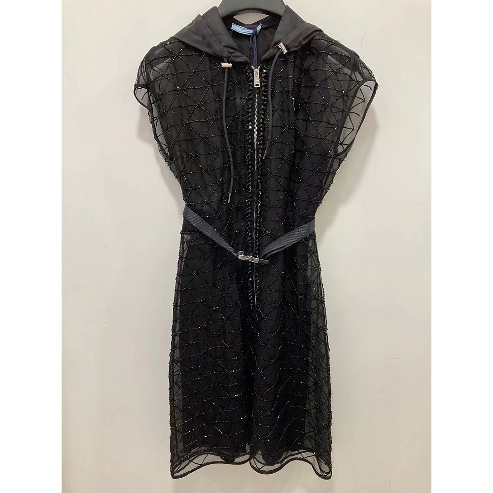 PRADA 女士半身裙 P3E66R1ZB1F0002 AW2021 黑色 连帽连衣裙