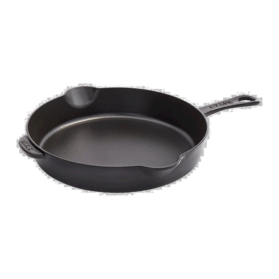 自营 Staub 铸铁 11 英寸传统煎锅 - 哑光黑色 美国奥莱直发