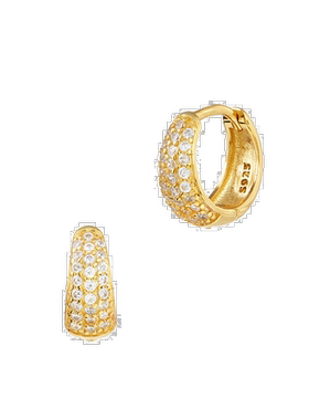 自营savvy cie jewels18K 金纯银白色 CZ 环形耳环 - 金色 美国奥