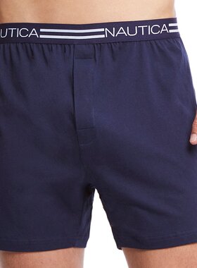 【美国奥莱】直发 Nautica 男式徽标腰部针织平角裤 - peacoat