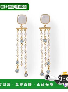 自营 liv oliver18k 彩虹月光石和蓝色托帕石枝形吊灯耳环 - 蓝色