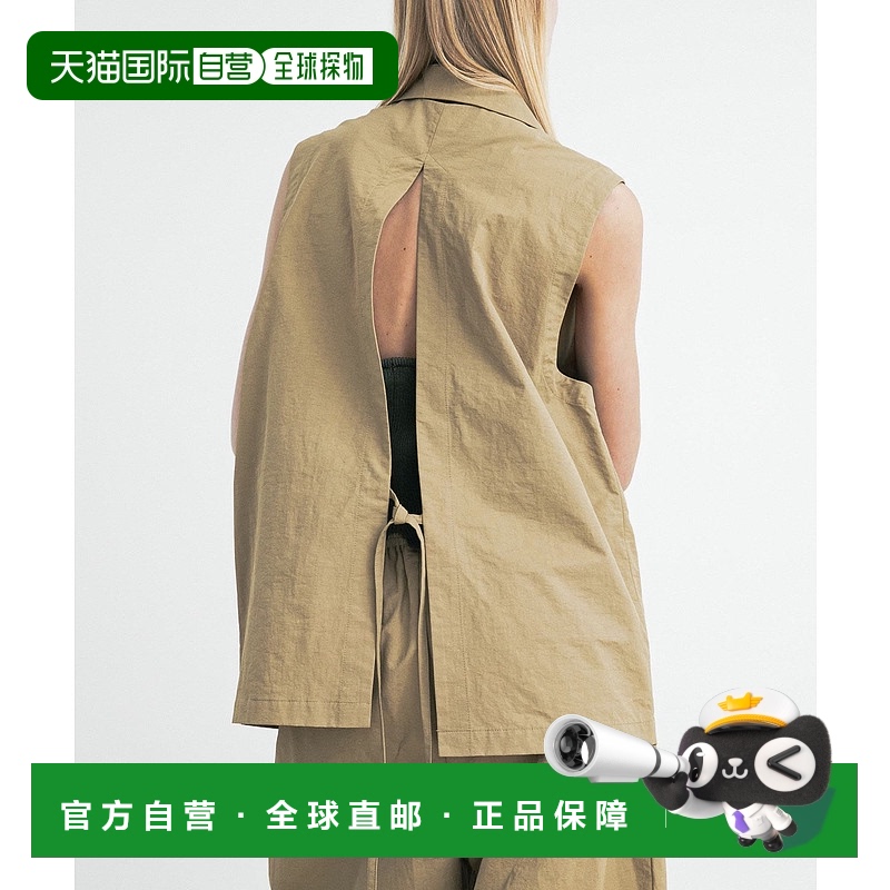1h可退 日本直邮LAATO 女士麻混材质无袖开衩外套 WBA527N114