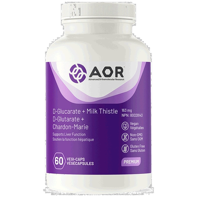 加拿大直邮AOR D-葡萄糖酸 +​​ 水飞蓟 163 毫克（60 粒 V 胶囊）
