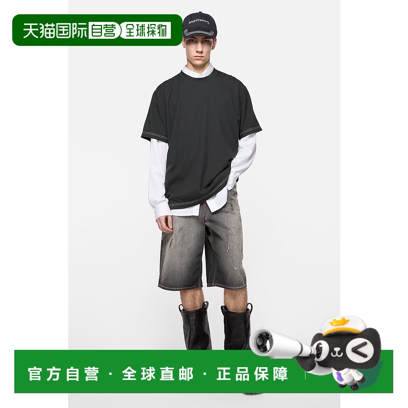 欧洲直邮ACNE (2025新品) Logo T恤纯棉刺绣宽松针织短袖潮流专柜
