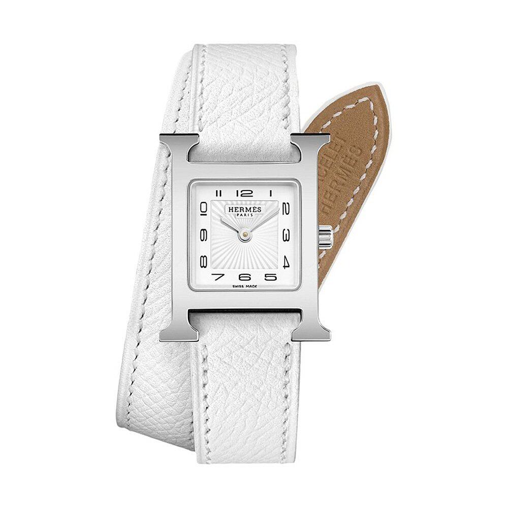 欧洲直邮hermes/爱马仕 heure h系列女士牛皮表带石英表腕表手表