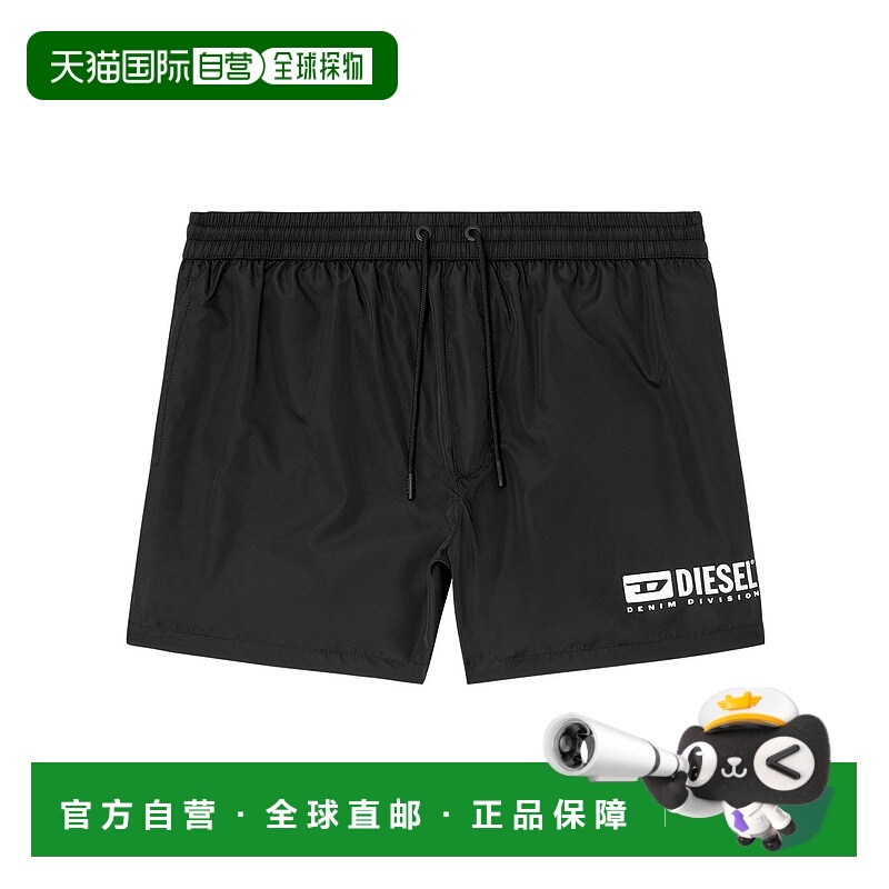 香港直邮DIESEL 男士短裤 A175830AFBAE0013 SS2025 黑色 印花短