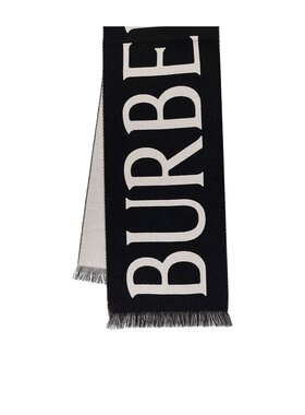 BURBERRY 女士围巾 81095631 AW2025 黑色 标志提花磨边围巾