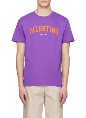 VALENTINO 男士T恤 2V3MG13D964U15 SS2023 紫色 印花T恤