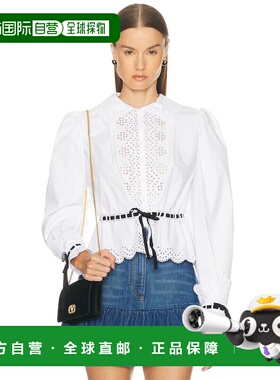 1h可退 香港直邮valentino 华伦天奴 女士 刺绣府绸衬衫 7B3AB7N5