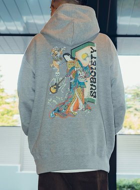 Subciety 男女同款和风印花连帽卫衣 10531805