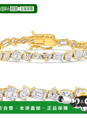 自营 pompeii3F/VS 15 克拉混合花式切割钻石网球手链 14k 金实验