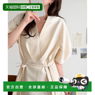 日本直邮classicalelf女装凉感萨克面料灯笼袖褶皱连衣裙（纯色/