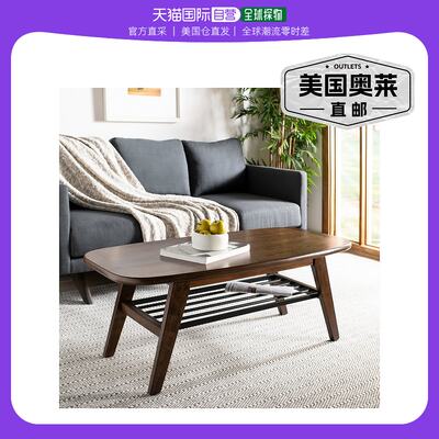 safaviehOren 2 Tier Coffee Table - walnut/black metal 【美国