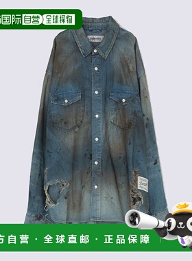 1h可退 日本直邮DISCOVERED男装宽松版型水洗破洞丹宁衬衫 115500