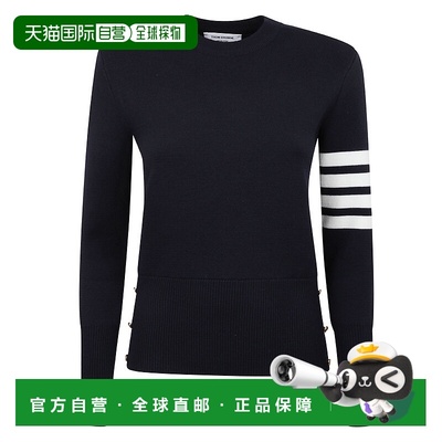 香港直邮Thom Browne 汤姆 布朗 女士 四条纹羊毛圆领套头衫 FKA2