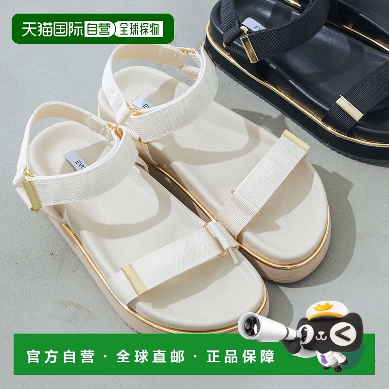 日本直邮EVOL 金色拼接腰带凉鞋 IY5682（象牙色）- 中等厚度鞋底
