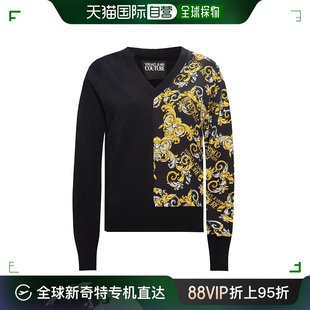 B4HZA822 香港直邮VERSACE 女士黑色V领毛衣 899 JEANS 50453