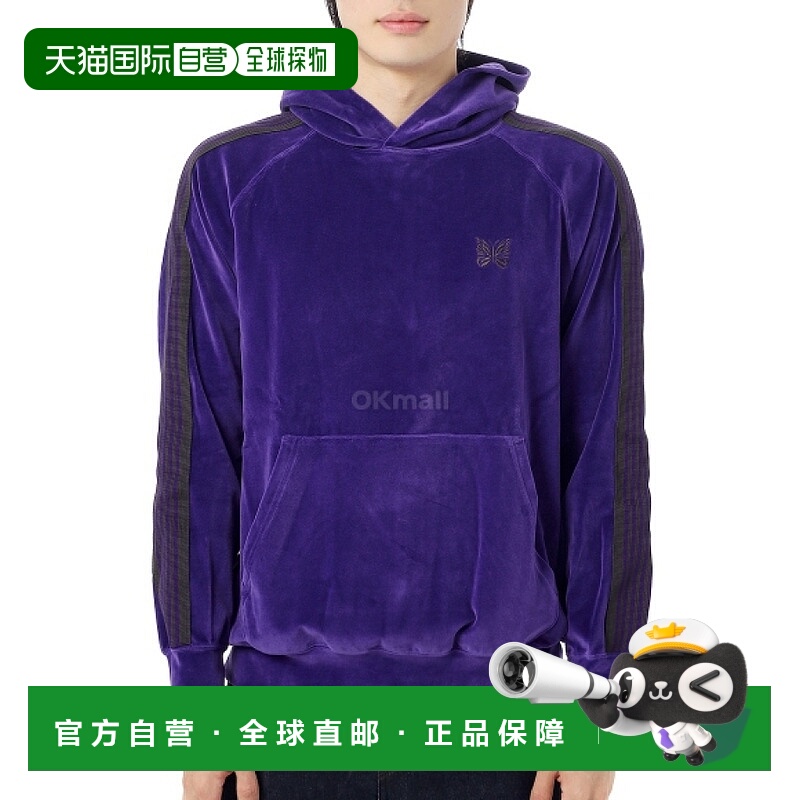 韩国直邮NEEDLES C/Pe 丝绒紫色运动帽衫 NS252 连帽拉链款高档