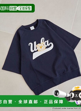 1h可退 日本直邮coen 【UCLA 联名】学院印花毛圈布五分袖套头衫