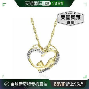 jewels1 黄金 钻石宠物心形吊坠项链 14K cttw vir 英寸链