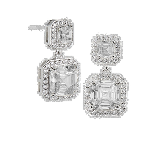 自营 savvy cie jewelsSterling Radiant Cut Dbl Drop - 白色 美