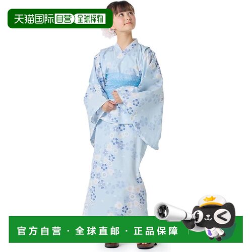 【日本直邮】CCS浴衣套装 130cm 樱花浅蓝色儿童浴衣套装连衣裙