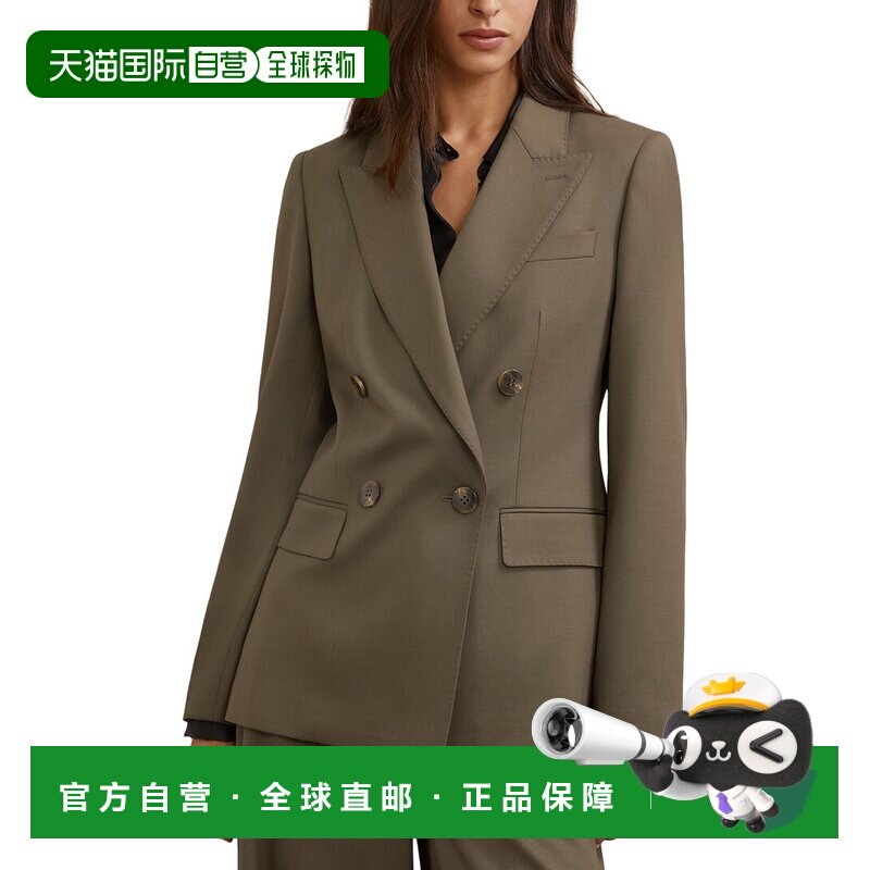 自营Reiss Solene羊毛混纺双排扣西装外套-绿色 美国奥莱直发
