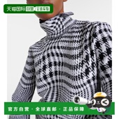 香港直邮潮奢 Burberry 巴宝莉 1h可退 女士 千鸟格羊毛混纺高领