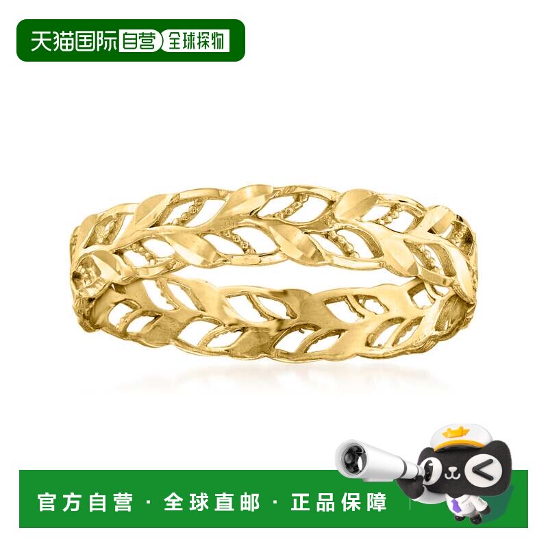 自营Ross-Simons 意大利 14kt 黄金镂空叶子戒指 - 黄色 美国奥莱