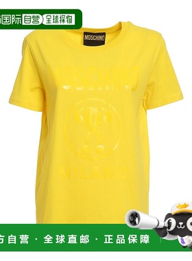 1h可退 香港直邮MOSCHINO 女士T恤 071805410027 SS2022 黄色 Log