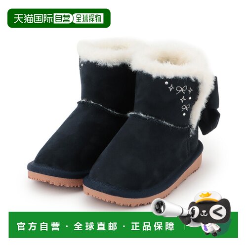 日本直邮b-ROOM品牌官方发货女童仿绒面皮仿羊羔毛保暖靴水钻刺绣