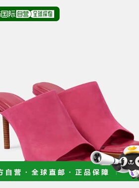 香港直邮Jacquemus 女士 Les Rond Carre 非对称绒面革凉拖高跟鞋