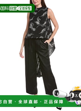 自营Gracia High-Low Sleeveless Printed Shirt - black 美国奥