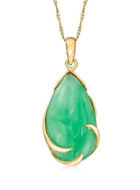 【美国奥莱】直发 Ross-Simons 14kt 黄金翡翠吊坠 - 绿色