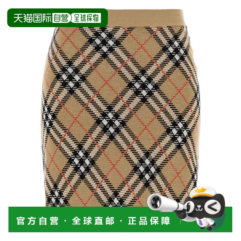 香港直邮BURBERRY 女士半身裙 8110604SAND AW2025 卡其色 CHECK