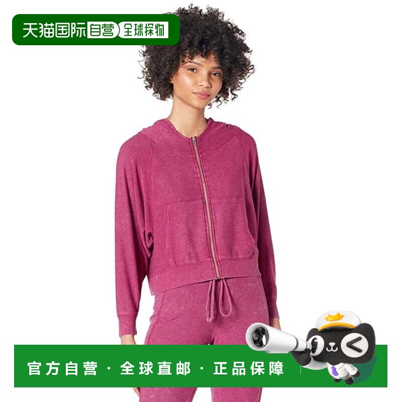 自营Chaser Batwing连帽衫女式粉红色弹力长袖全拉链GBO188-粉红